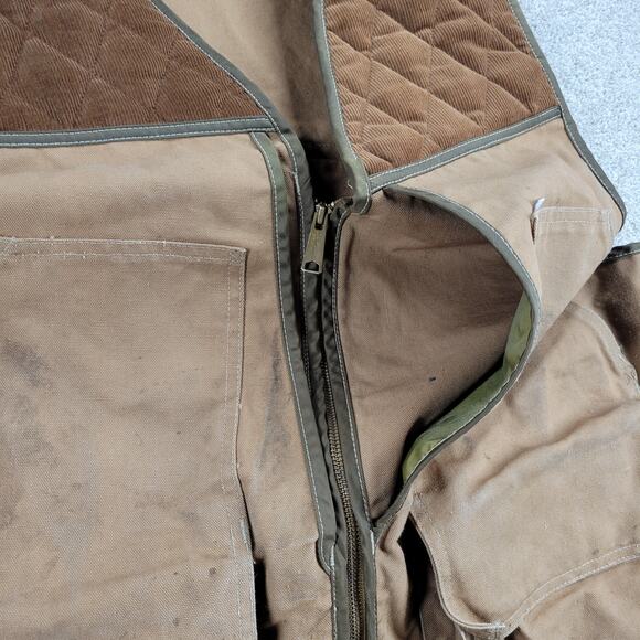 VINTAGE Carhartt Men's Duck Hunting Vest 2XL Brown V Neck Pockets Zip Outdoor - Picture 14 of 16